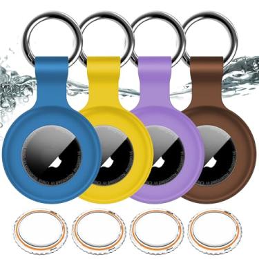 Imagem de Pacote com 4, suporte impermeável IPX8 para Airtag Apple Air Tag, capa de GPS à prova de choque [antiarranhões] [PC + silicone] capa localizadora de itens Air-Tag para animais de estimação, crianças,
