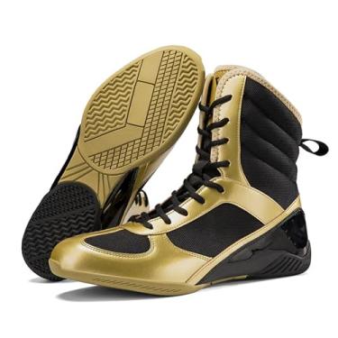 Imagem de Calçados Masculinos para Boxe e Luta Livre - Calçados Confortáveis Boxe Fitness, Cano Alto para Competições de Fisiculturismo e Botas Esportivas