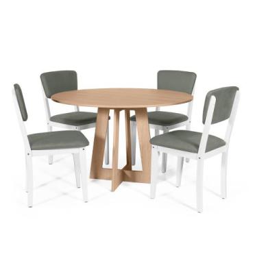 Imagem de Mesa de Jantar Redonda Montreal Jade com 4 Cadeiras Estofadas Ella Bra