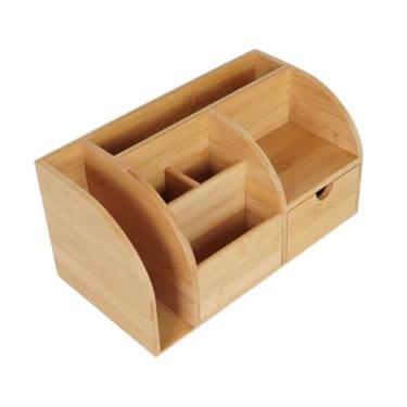 Imagem de Esquirla Caixa organizadora de mesa de madeira com gaveta, prateleira de armazenamento para pastas, acessórios de mesa para organização de estilo fazenda