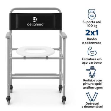 Imagem de Cadeira de Banho Higiênica Dobrável até 100 Kg D30 Dellamed