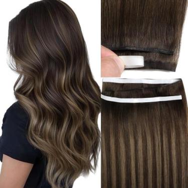 Imagem de Fita adesiva em extensões de cabelo humano Loxxy Darkest to Platinum 2