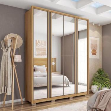 Imagem de Guarda Roupa Orbit Solteiro 4 Portas de Bater com 4 Espelhos e Gavetas