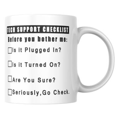 Imagem de Babimarkeebei Caneca de café engraçada de 325 ml com Before You Bother Me Is It Plugged In Turned On Sarcastic IT Humor Novidade Copo de cerâmica para nerds de computador e colegas de trabalho