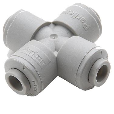Imagem de Parker A4CU4-MG-pk5 Push-to-Connect All Plastic FDA Compliant Fitting, Trueseal, Tube to Tube, Acetal, Push-to-Connect Cross, 1/4" (Pack of 5)