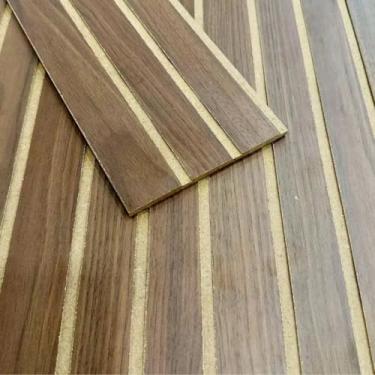 Imagem de Kit Revestimentos Ripados Madeira Placa Painel decorativo MDF 45x11 cm Luxo Parede Autocolante(10,CASTANHO)