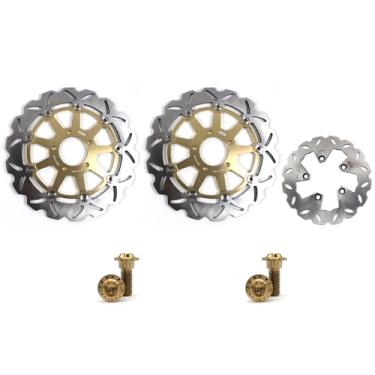 Imagem de Arashi Discos de freio dianteiros traseiros rotores com parafusos de montagem para Suzuki Hayabusa GSX1300R 1999-2007 Gen 1, peças de acessórios de reposição de motocicleta