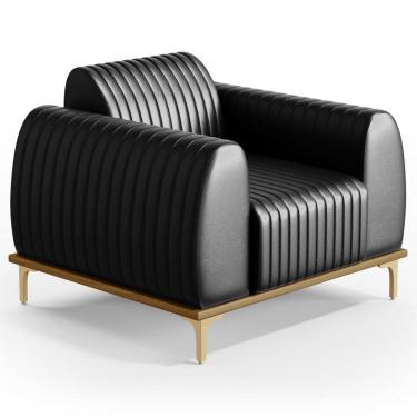 Imagem de Poltrona Decorativa Base Gold Molino D06 PU B-159 Preto - Mpozenato