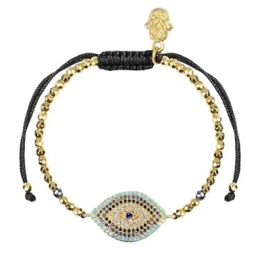 Imagem de KARMA AND LUCK - Walk with Integrity - Pulseira feminina genuína de hematita dourada 14 cm a 19 cm com fecho de cordão ajustável feita à mão no sudeste da Ásia, Adjustable Drawstring Closure from 5.5" to 7.5".