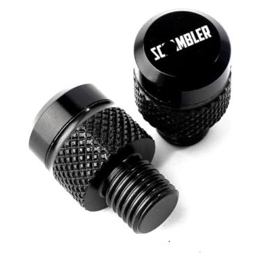 Imagem de BYYINGSUS Mototcycle Peças Modificadas M10*1,25 Parafusos de Bujões de Orifício Espelho Capa Decorativa Compatível com Scrambler 800 1100 800 Desert Sled 2017-2022 (Preto, 10MM-A)