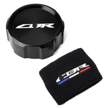 Imagem de Compatível com CBR 1000RR 1000 RR 2005-2018 Tampa de enchimento de óleo de motocicleta cilindro mestre tampa de reservatório de fluido de freio meia CBR1000RR (conjunto de 2 peças preto)