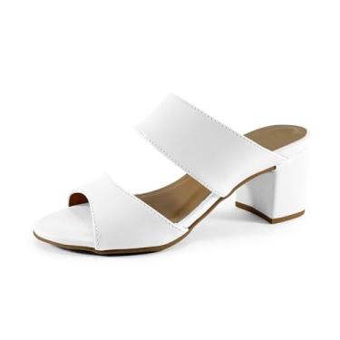 Imagem de Sandália Feminina Tamanco Tiras Salto Grosso