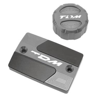 Imagem de Acessórios CNC para motocicleta, tampa do reservatório de fluido de freio dianteiro traseiro compatível com Y&AMAHA TDM 850 TDM 900 2004-2015 (2 capas cinza)