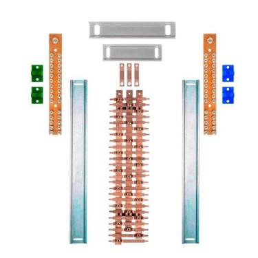 Imagem de Kit Barramento Trifásico 225A para 50 Circuitos com Placa de Policarbo