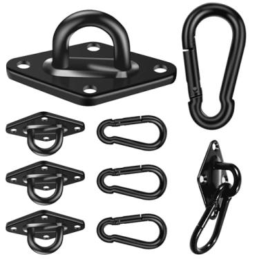 Imagem de ZLQHHYL Kit de suspensão de rede resistente de 1,632 kg - Ganchos de aço inoxidável atualizados com ganchos de pressão e parafusos para montagem na parede, teto (interno/externo) (4 peças)