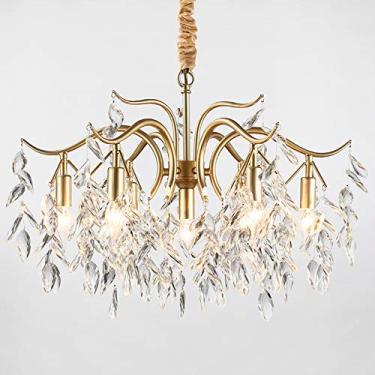 Imagem de Lustre de cristal de luxo, moderno, luminária de teto embutida para sala de estar, quarto, sala de jantar, escritório, preto e branco quente, 9 lâmpadas