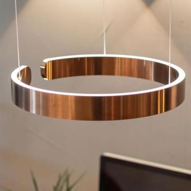 Imagem de Luminária pendente em forma de anel, ouro rosa, minimalista, para sala de jantar, luminária LED, luz branca quente, lustre para sala de estar, abajur de alumínio, luminária pendente criativa