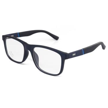 Imagem de Armação De Oculos Retangular Masculino Esporte Fino Para Grau Confortavel (Azul Marinho)