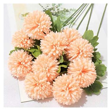 Imagem de DCYEQRQ Flor artificial em vaso hortênsia artificial, buquê de dente-de-leão e rosa, vaso de decoração de chão de sala de estar, flores secas e flores artificiais flor de planta artificial