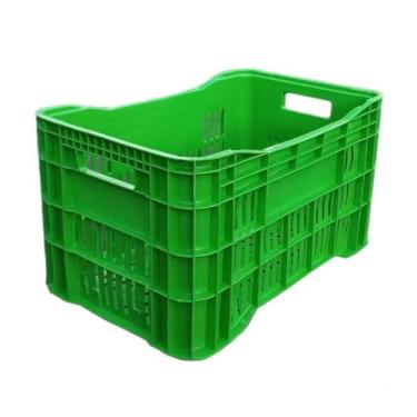 Imagem de Caixa Plastica, Caixa Organizadora Multiuso Agricola Hortifruti Vazada Feira Plastica 49l, Ideal para Hortifruti E Compras Frutas E Verduras(Verde-Limão)