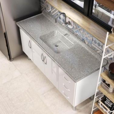 Imagem de Pia de Cozinha Mármore Sintético 160x55cm Multimóveis Cr20482 Cinza