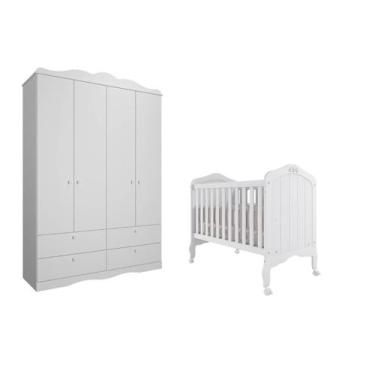 Imagem de Quarto Bebe Berço e Guarda Roupa Harmonia Encanto MDF - Permobili, Bra