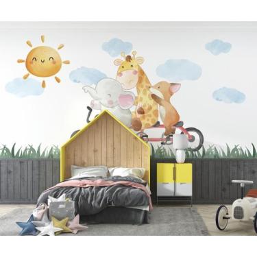Imagem de Papel de Parede Adesivo Safari Bicicleta Amigos - ALGIDECOR