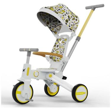 Imagem de Triciclo Infantil com Cesta, Mochila de Viagem e Bolsa para os Pais para Crianças de 1 a 5 Anos, NewtronX, Branco Emoji