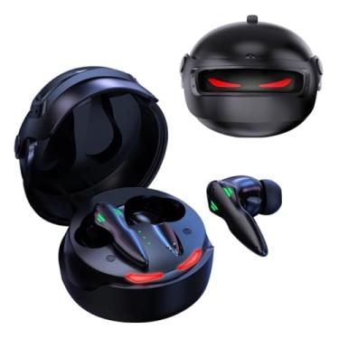 Imagem de Fone Gamer Bluetooth TWS 5.4 – Redução de Ruído com IA, 8h de Bateria, Estojo LED Robótico, Microfone Nítido e Baixa Latência