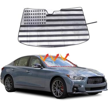 Imagem de Para-sol de carro para-brisa viseira de sol persianas de janela de carro dobrável viseira frontal compatível com Infiniti Q50 2013+ 2017 2018 2019 2020 2021 2022 (para 13-22 Infiniti Q50)