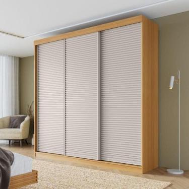 Imagem de Guarda-roupa Casal 3 Portas de Correr Ripadas Samambaia Cabecasa Madei