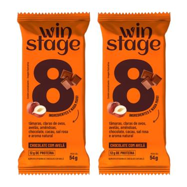 Imagem de Kit 2X: Barra de Proteína Chocolate com Avelã Sem Açúcar WinStage 54g