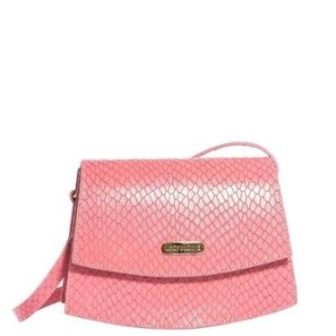 Imagem de Bolsa Feminina Leopoldine Rosa Couro Legítimo Tiracolo Alça Ajustável com Fecho Magnético-Feminino