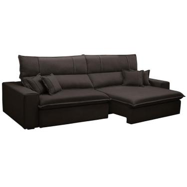 Imagem de Sofá Retrátil Reclinável Para Sala 3 Lugares 250cm Aisha F04 Veludo Marrom Escuro - Lyam Decor