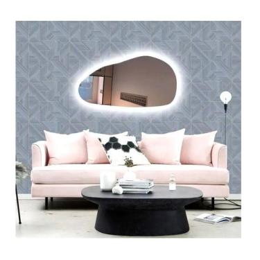 Imagem de Espelho orgânico decorativo iluminado com led frio 43x76cm - Woodglass