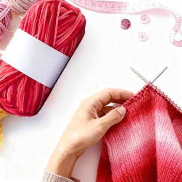 Imagem de 1 fio gradiente que muda de cor - fio de crochê de mistura de algodão acrílico de 4 camadas, artesanato macio feito à mão para cachecóis, chapéus (rosa pêssego)