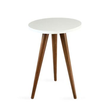 Imagem de Mesa Lateral De Canto Tripé 60x35cm Branco