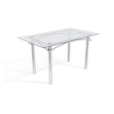 Imagem de Mesa Elba Cromada Com Tampo De Vidro Incolor 1,40m