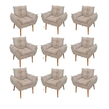 Imagem de Kit 09 Cadeiras Poltronas Opala Clinica Salão Balaqui Decor Cor:bege