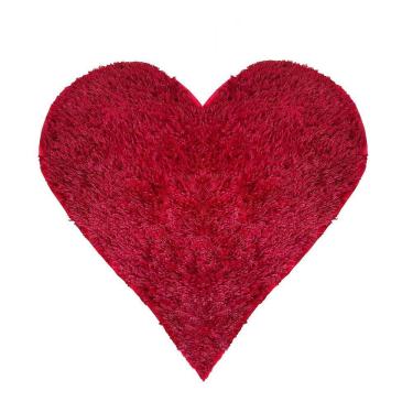 Imagem de Tapete Sala Felpudo Peludo Vinho Coração 100 Cm