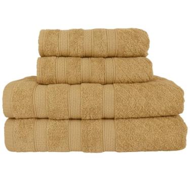 Imagem de Flabom Têxtil, Kit 2 Toalhas de Banho + 2 Toalhas de Rosto Donatella 100% Algodão Variedade de Cores Cor:Areia