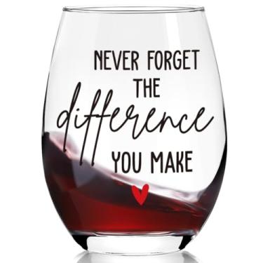 Imagem de Ymzkpoa Presentes de agradecimento para mulheres, professoras, enfermeiras, colegas de trabalho, funcionários, gerentes, nunca se esqueça da diferença de fazer taça de vinho sem haste, aposentadoria