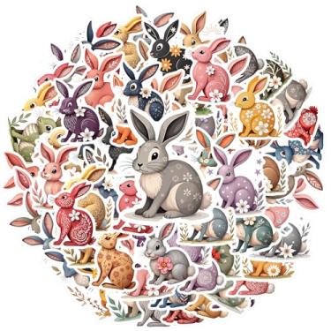 Imagem de 70 peças de adesivos de papelaria de animais de coelho divertidos para telefone faça você mesmo, guitarra, notebook, mala, copo, mala, telefone, bagagem, laptop, guitarra, carro, adesivo, brinquedos