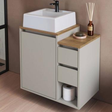 Imagem de Armário de Banheiro Bahamas 1 Porta 2 Gavetas com Cuba Arenas - Art In Móveis