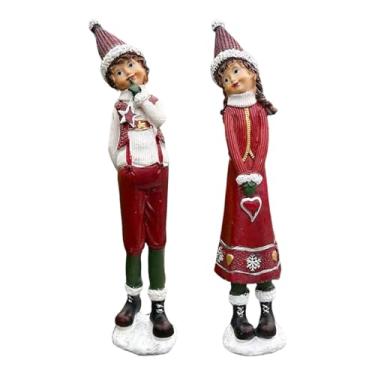 Imagem de Wswqop Personagens de resina de Natal, decoração de Natal, 7,5 x 29 cm, enfeite de mesa central, lembrança para escritório, ano, mesa de jantar, festa, Meninos Meninas
