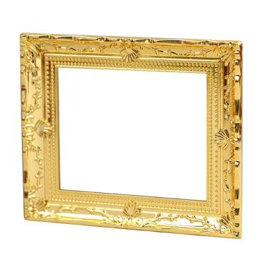 Imagem de Porta-retratos dourado em miniatura para móveis de casa de bonecas em escala 1:12