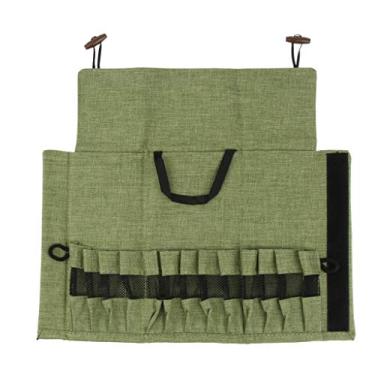 Imagem de Organizador portátil de saco de talheres, suporte de armazenamento de tecido Oxford com 13 bolsos para acampamento, piquenique, caminhada - dobrável, enrolável, alça de transporte - estojo de garfo de