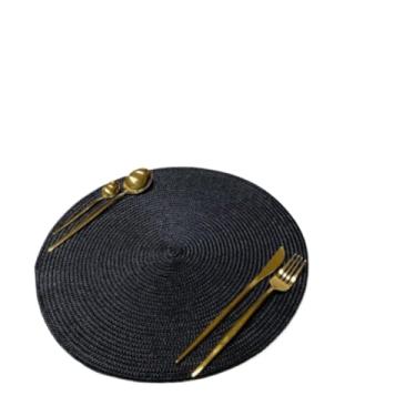 Imagem de Jogo Americano Redondo Sousplat de Mesa 38cm - Kit 4 ou 6 Peças para Jantar, Mesa Posta e Cozinha(Preto,6)