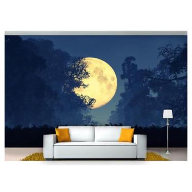 Imagem de Papel De Parede Lua Cheia Floresta Árvores 3D Lua22 - Você Decora