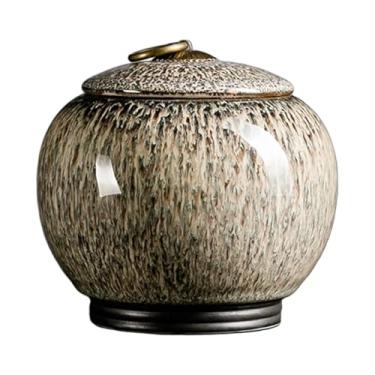 Imagem de YXCQHZM Urnas de cremação para cinzas - recipientes para cinzas de animais de estimação - cerâmica selada adulto urna de cinzas memorial humano adulto (cinza, 12,7 cm)